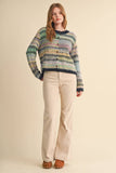 COLORFUL FAIR ISLE SWEATER CARDIGAN MSW11521: MIDNIGHT NAVY MULTI / L