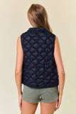 Ruffled Collar Quilted Vest