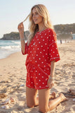 (Original Design) Polka Dot Heavy Scuba Top and Shorts Set: CREAM/BLACK / L