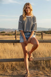 Striped Oversized Knit Top: BLACK/WHITE / L