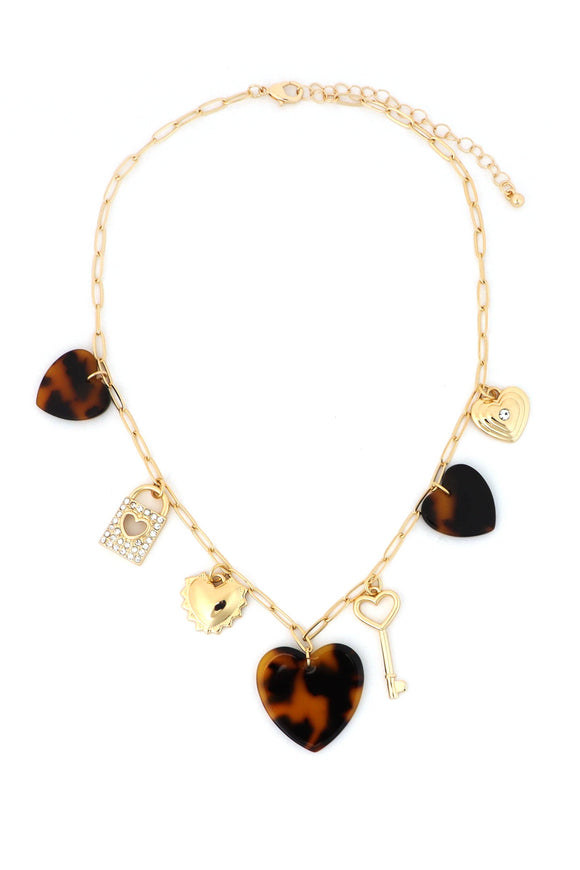 Tortoise Heart Charm Necklace