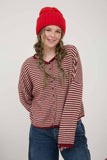 Deep Red Striped Cardi