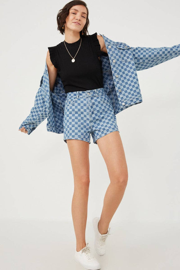 Checker denim Shacket