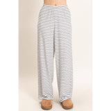 Striped Elastic Waist Pants: BROWN / S-M-L(2-2-2)