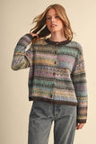 COLORFUL FAIR ISLE SWEATER CARDIGAN MSW11521: MIDNIGHT NAVY MULTI / L