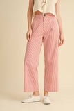STRIPED HIGH WAIST WIDE LEG PANTS MP3775: BLACK STRIPE / L