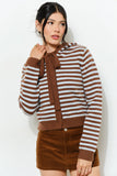 PALMER HOODIE CARDIGAN - Cozy, Striped, Casual: Pink Multi / L
