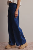 Wide-Leg Stretch Denim Jeans FP0003: Washed Cobalt / Contemporary / L