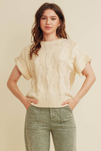 Cable Knit Short Sleeve Vest