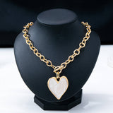 White Inlay Heart Toggle Necklace | 80N93050: Gold