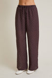 WAIST TIE DOT PANTS: BROWN-IVORY DOT / S