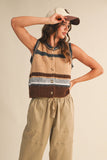 IT4346  MULTI COLORED STRIPED SWEATER VEST TOP: BLUE MULTI / L