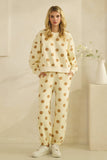 Polka Dot Sweatpants: Cream/Black / L