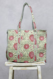 Bohemian Bias Tape Detail Roomy Fit Mint Tote Bag: MINT MULTI / One Size