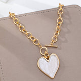 White Inlay Heart Toggle Necklace | 80N93050: Gold