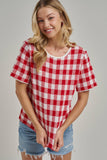 GINGHAM CHECKERED PATTERN SWEATER CASUAL TOP_JLT00221-01: OLIVE/CREAM / S-M-L(2-2-2)