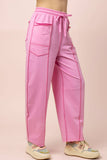 NP71022-Stitch Detail Casual Knit Pants: MOCHA / S-M-L/2-2-2