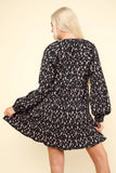 Flower Printed Velvet Dress