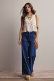 Wide-Leg Stretch Denim Jeans FP0003: Washed Cobalt / Contemporary / L