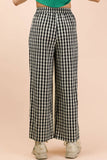 NP70976-Elastic Waist Checkered Casual Pants: RED / S-M-L/2-2-2