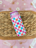 Slim Can Sleeve-Colorful Checkered