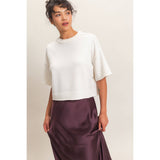 Seam Detail Short Sleeve Knit Top: WHIP CREAM / S-M-L(2-2-2)