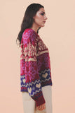 12W3468N-Oversized Button Down Graphic Knit Sweater Top: BLUE / S-M-L/2-2-2