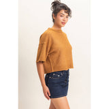 Seam Detail Short Sleeve Knit Top: WHIP CREAM / S-M-L(2-2-2)