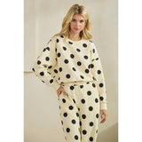 Polka Dot Sweatpants: Cream/Black / L