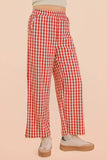 NP70976-Elastic Waist Checkered Casual Pants: RED / S-M-L/2-2-2