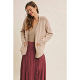 OVERSIZED COTTON BLEND SWEATER CARDIGAN: CLOUD PINK / L