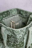 Quilted Striped Binding Roomy Fit Green Tote Bag : GREEN MULTI / One Size
