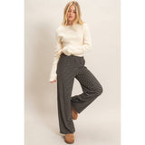 Striped Elastic Waist Pants: BROWN / S-M-L(2-2-2)