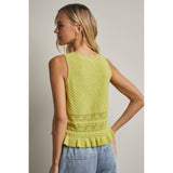 TEXTURED SWEATER TANK TOP / WL25-11738: CHARTREUSE / L