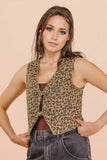 VJT80005-VERY JEAN Acid Washed Denim Front Tie Vest: INDIGO / S-M-L/2-2-2