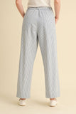 STRIPED HIGH WAIST WIDE LEG PANTS MP3775: BLACK STRIPE / L