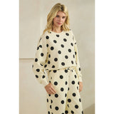 Polka Dot Sweatpants: Cream/Black / L