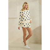 Polka Dot Crew Neck SweatShirt: Black / L