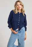 Essential Button Down Cardigan Top: Red / L