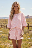 (Original Design) Polka Dot Heavy Scuba Top and Shorts Set: CREAM/BLACK / L