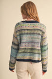 COLORFUL FAIR ISLE SWEATER CARDIGAN MSW11521: MIDNIGHT NAVY MULTI / L
