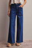 Wide-Leg Stretch Denim Jeans FP0003: Washed Cobalt / Contemporary / L