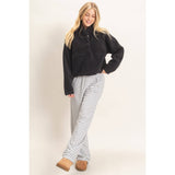 Striped Elastic Waist Pants: BROWN / S-M-L(2-2-2)