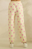Polka Dot Sweatpants: Cream/Black / L