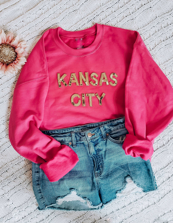 Hot Pink KC Sequin Sweatshirt **medium only**