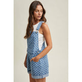 POLKA DOT DENIM SHORTALL / WL26-12589: DENIM DOT / L