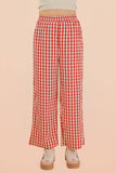 NP70976-Elastic Waist Checkered Casual Pants: RED / S-M-L/2-2-2