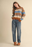 COLORFUL FLORAL FAIR ISLE SWEATER MSW11583: IVORY PINK MULTI / L