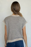 Striped Piper Vest Cardigan - Pin Stripe: Ivory Black / Small