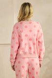 Polka Dot Crew Neck SweatShirt: Sky Blue/Navy / L